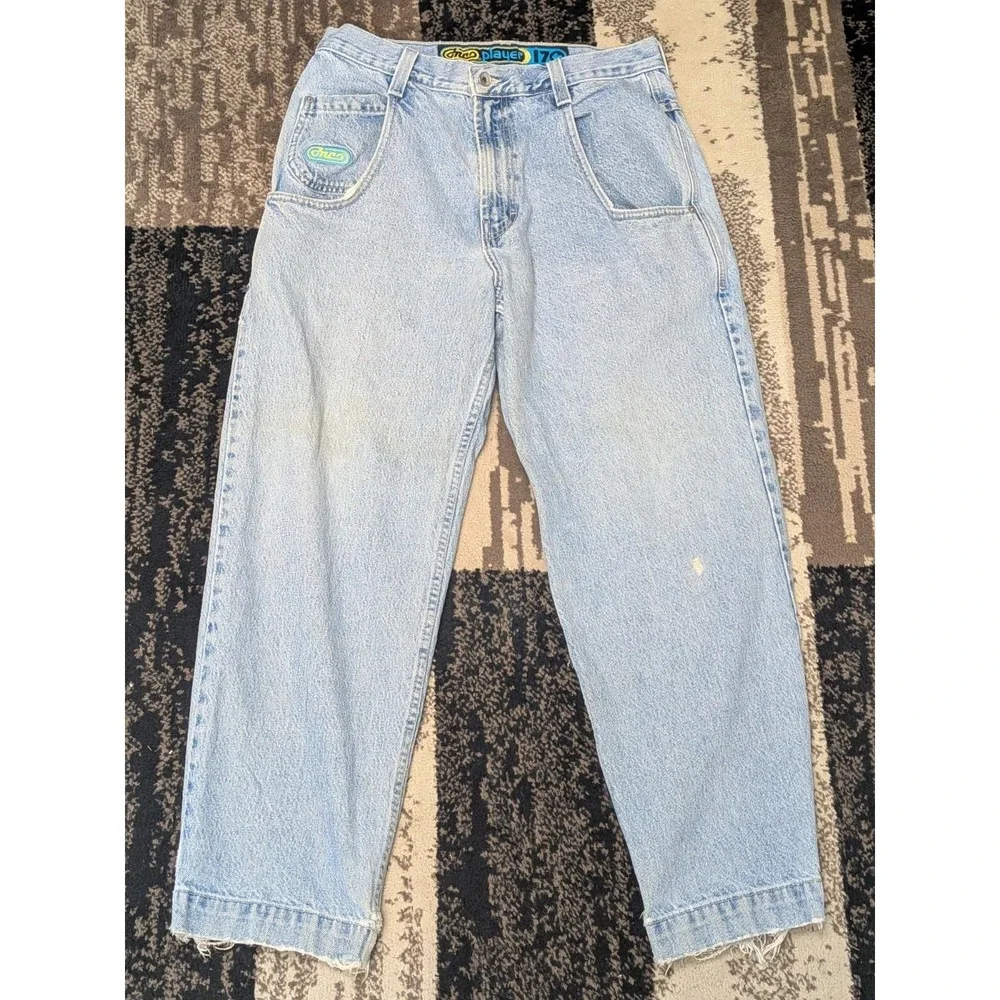 Vintage 90s JNCO Player 170 Jeans USA 33x30 Fit 32x28 Baggy Wide Leg Distressed